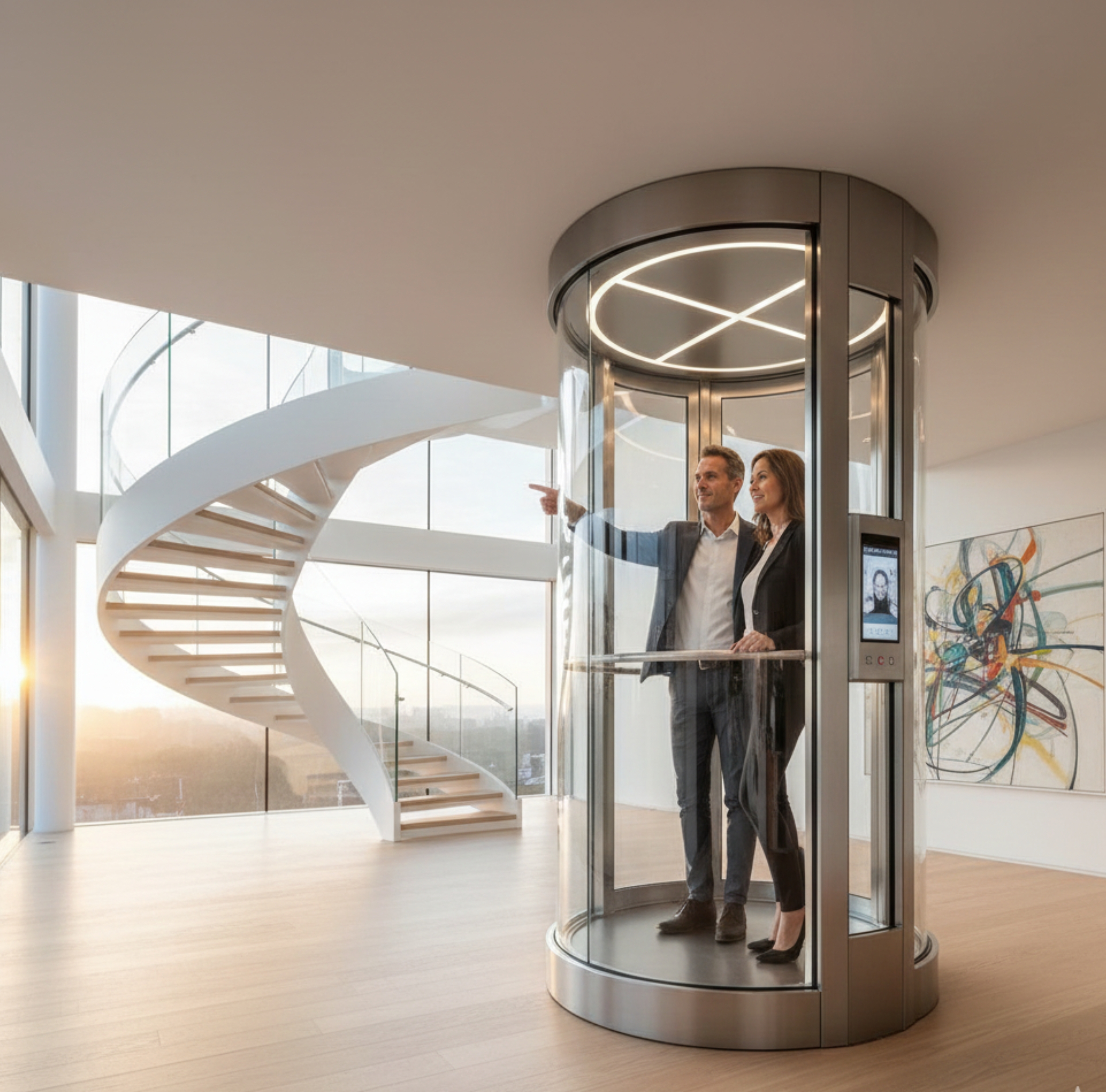 Modern home lift in Umm Al Quwain with smooth, quiet operation and stylish villa interiors.