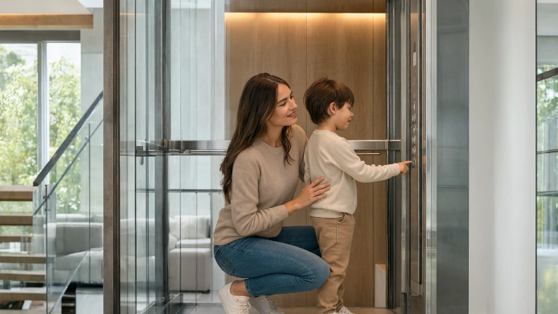 Child safety in home elevators with secure doors and smart residential elevator safety tips for families
