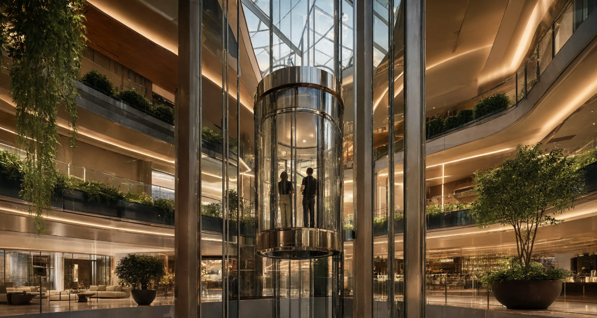 Modern commercial elevators for hotels in UAE designed with luxury interiors, smart controls, and seamless vertical transportation for hospitality buildings.