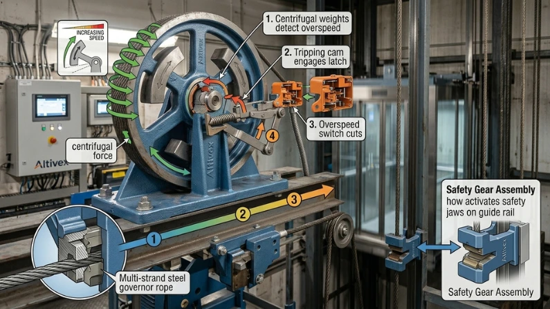 Elevator overspeed governor working principle