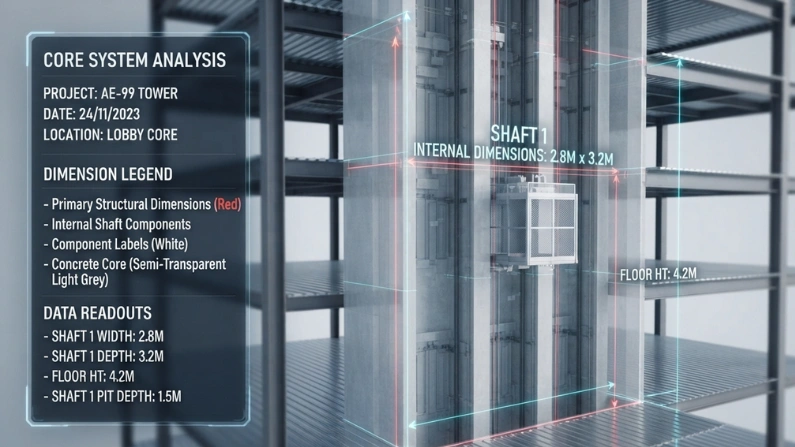standard elevator shaft dimensions